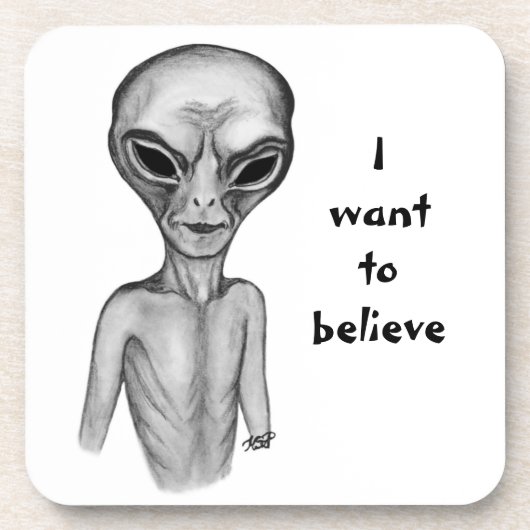 Graue Alien, ich wollte zu glauben Getränkeuntersetzer (Vorderseite)