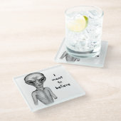 Graue Alien, ich wollte zu glauben Glasuntersetzer (Schrägansicht)