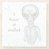 Graue Alien, ich wollte zu glauben Glasuntersetzer (Rückseite)