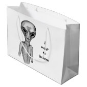 Graue Alien, ich wollte zu glauben Große Geschenktüte (Rückseite Schrägansicht)