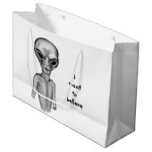 Graue Alien, ich wollte zu glauben Große Geschenktüte (Vorderseite Schrägansicht)