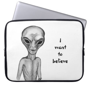 Graue Alien, ich wollte zu glauben Laptopschutzhülle