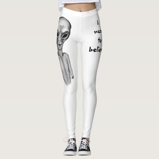 Graue Alien, ich wollte zu glauben Leggings (Vorderseite)