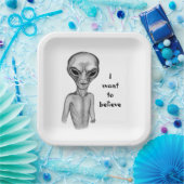 Graue Alien, ich wollte zu glauben Pappteller (Party)