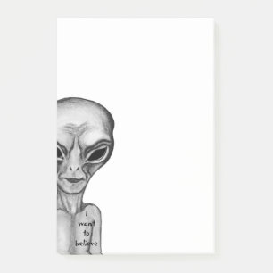 Graue Alien, ich wollte zu glauben Post-it Klebezettel