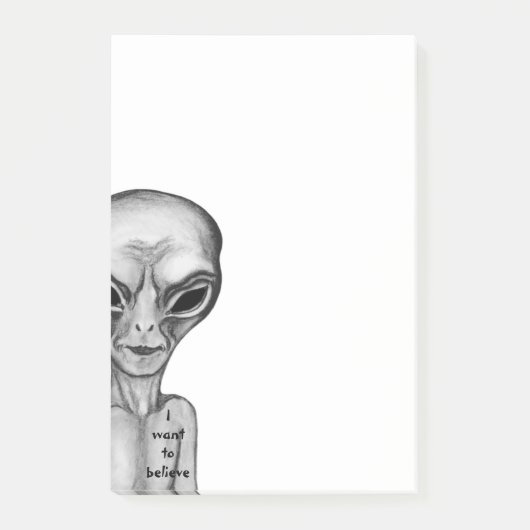 Graue Alien, ich wollte zu glauben Post-it Klebezettel (Vorderseite)