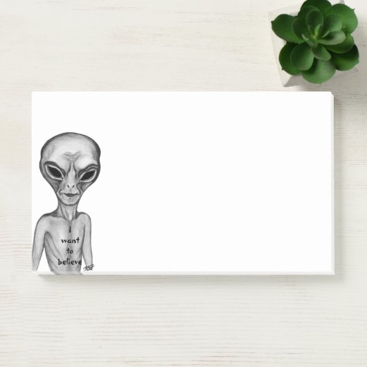 Graue Alien, ich wollte zu glauben Post-it Klebezettel (Büro)