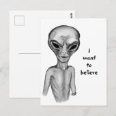 Graue Alien, ich wollte zu glauben Postkarte (Vorne/Hinten)