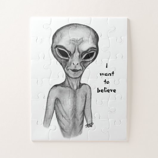 Graue Alien, ich wollte zu glauben Puzzle (Vertikal)