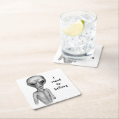 Graue Alien, ich wollte zu glauben Rechteckiger Pappuntersetzer (Vor Ort)