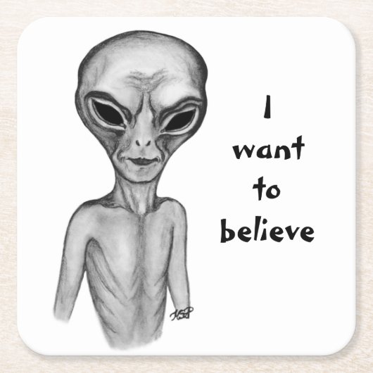 Graue Alien, ich wollte zu glauben Rechteckiger Pappuntersetzer (Vorderseite)