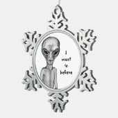 Graue Alien, ich wollte zu glauben Schneeflocken Zinn-Ornament (Rechts)