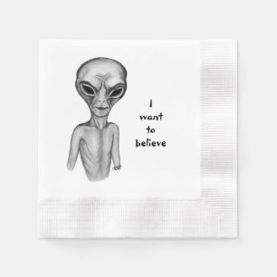 Graue Alien, ich wollte zu glauben Serviette