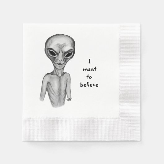 Graue Alien, ich wollte zu glauben Serviette (Vorderseite)