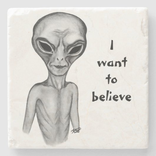Graue Alien, ich wollte zu glauben Steinuntersetzer (Vorderseite)