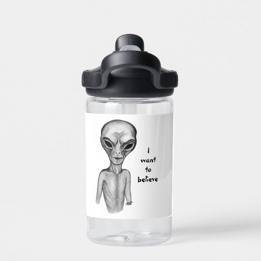 Graue Alien, ich wollte zu glauben Trinkflasche (Rückseite)