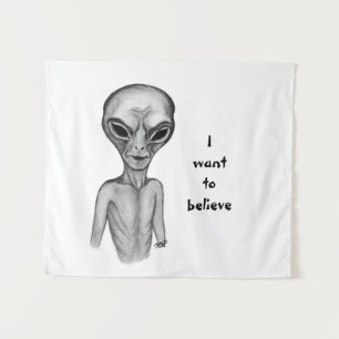 Graue Alien, ich wollte zu glauben Wandteppich