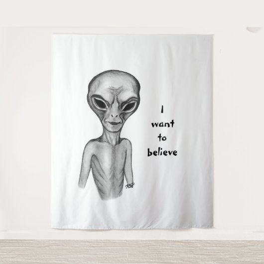 Graue Alien, ich wollte zu glauben Wandteppich (Vorderseite)