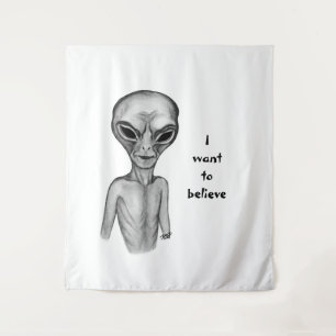 Graue Alien, ich wollte zu glauben Wandteppich
