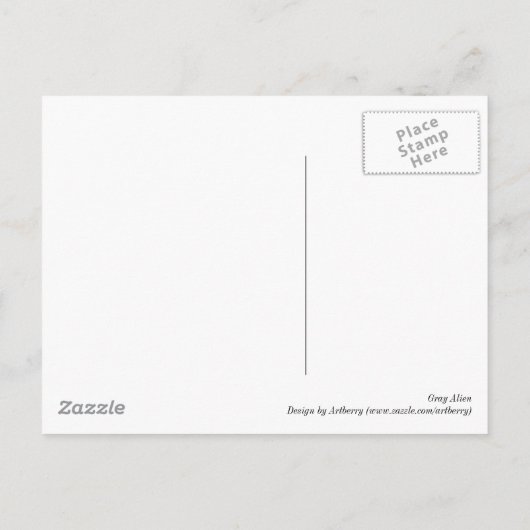 Graue Alien Postkarte (Rückseite)