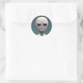 Graue Alien Runder Aufkleber (Tasche)