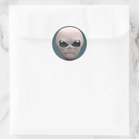 Graue Alien Runder Aufkleber (Tasche)