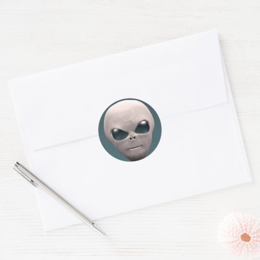 Graue Alien Runder Aufkleber (Umschlag)