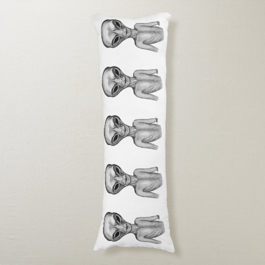 Graue Alien Seitenschläferkissen (Vorderseite Vertikal)