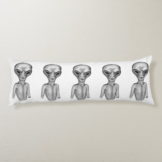 Graue Alien Seitenschläferkissen (Rückseite)