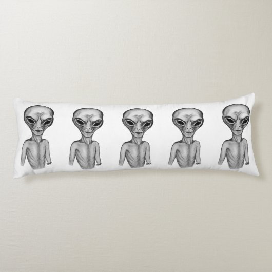 Graue Alien Seitenschläferkissen (Rückseite)