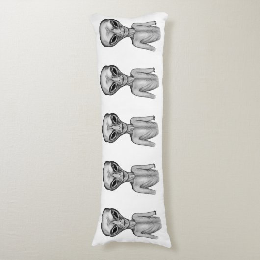 Graue Alien Seitenschläferkissen (Vorderseite Vertikal)