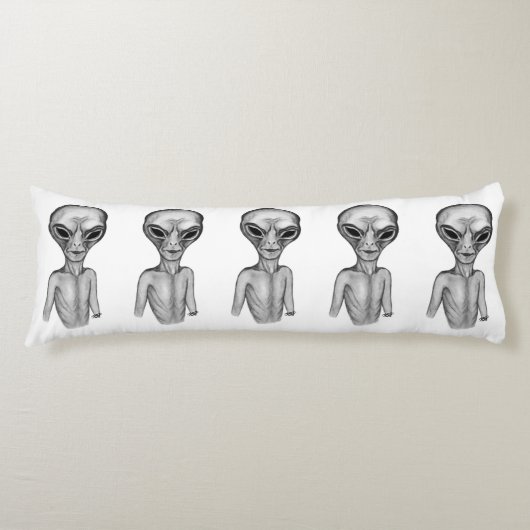 Graue Alien Seitenschläferkissen (Vorderseite)