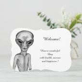 Graue Alien, Text hinzufügen Einladung (Stehend Vorderseite)