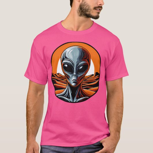 Graue Alien über Mars T-Shirt (Vorderseite)