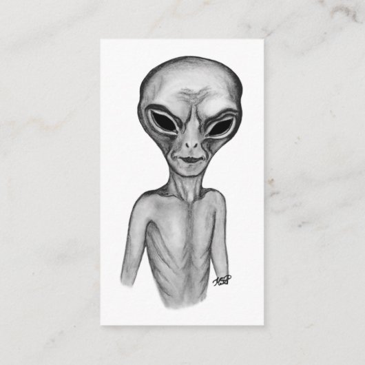 Graue Alien Visitenkarte (Rückseite)