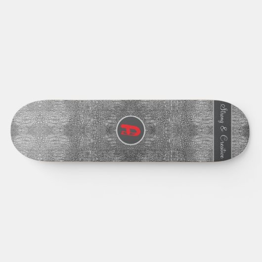 Graue Alligator-Lederskala benutzerdefinierte Mono Skateboard (Horizontal)