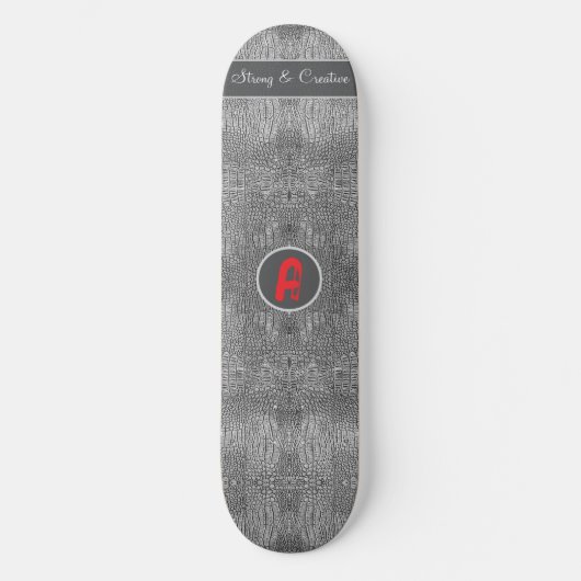 Graue Alligator-Lederskala benutzerdefinierte Mono Skateboard (Vorderseite)