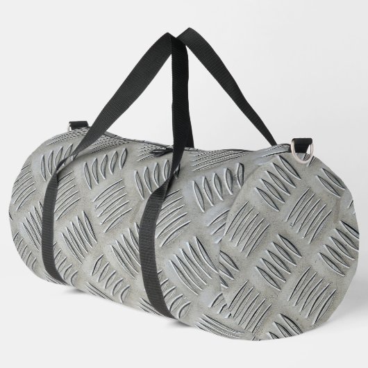 Graue Aluminium-Diamant-Plattenstruktur Duffle Bag (Linke Ecke)