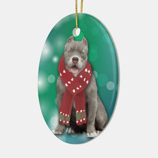 Graue American Bully Dog Weihnachten Keramik Ornament (Links)