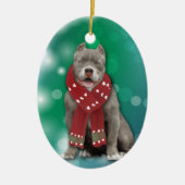 Graue American Bully Dog Weihnachten Keramik Ornament (Vorne)