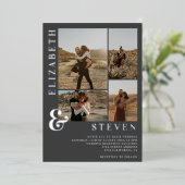 Graue Ampere und 4 Foto Grid Hochzeit Folieneinladung (Stehend vorne)