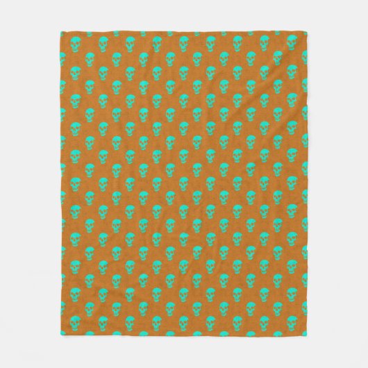 Graue anatomische Schädel-Punkte orange grün Fleecedecke (Vorderseite)