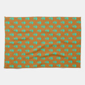 Graue anatomische Schädel-Punkte orange grün Geschirrtuch (Horizontal)