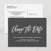 Graue Änderung des Datums Zurückgestellt Storniert Ankündigungspostkarte (Vorne/Hinten)