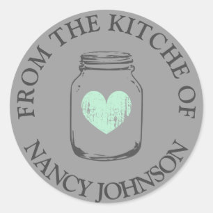 Graue antike Mason Jar Aufkleber Aus der Küche von
