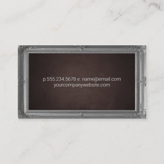 Graue antike Rahmen | Braune Textur Visitenkarte (Rückseite)