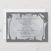 Graue antike Scroll Goth Wedding Einladungen (Vorderseite)