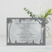 Graue antike Scroll Goth Wedding Einladungen (Stehend Vorderseite)