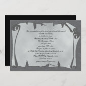 Graue antike Scroll Goth Wedding Einladungen (Vorne/Hinten)