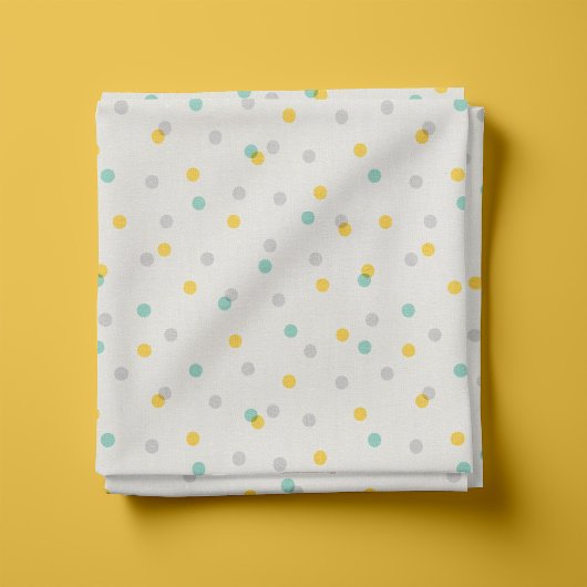 Graue Aqua und gelbe Confetti-Punkte Stoff